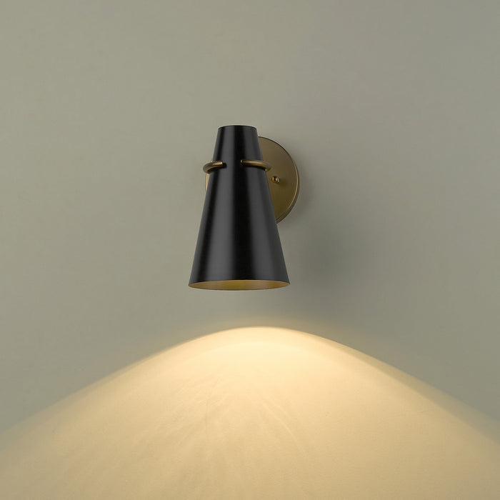 Golden 2122-1W MBS-BLK One Light Wall Sconce, Modern Brass