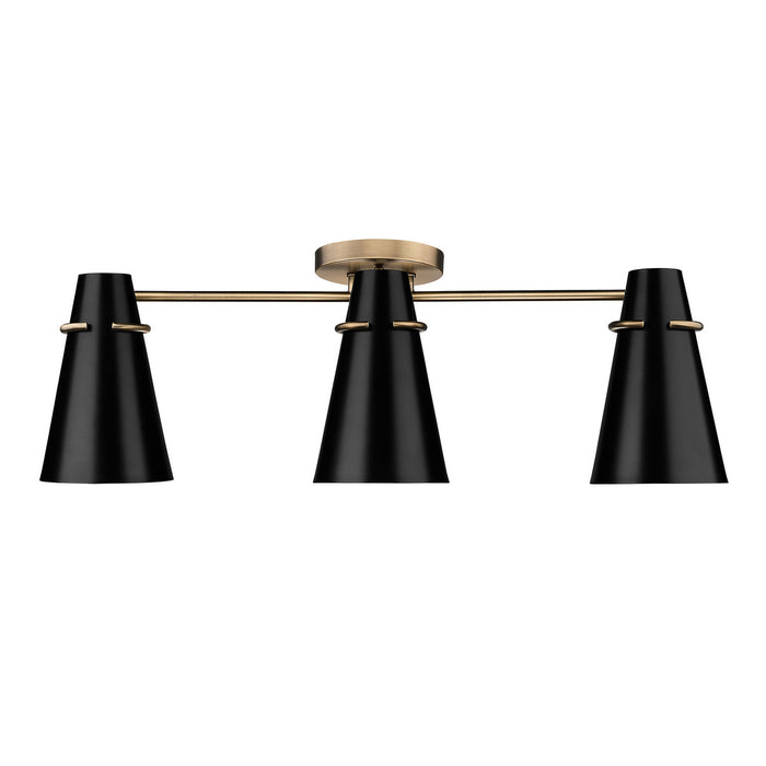 Golden 2122-3SF MBS-BLK Three Light Semi-Flush Mount, Modern Brass