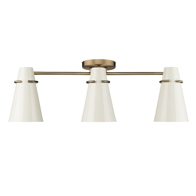 Golden 2122-3SF MBS-GE Three Light Semi-Flush Mount, Modern Brass