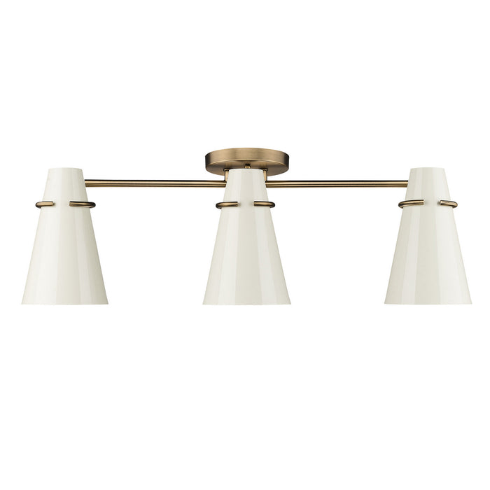 Golden 2122-3SF MBS-GE Three Light Semi-Flush Mount, Modern Brass