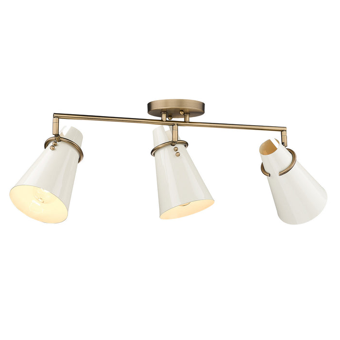 Golden 2122-3SF MBS-GE Three Light Semi-Flush Mount, Modern Brass