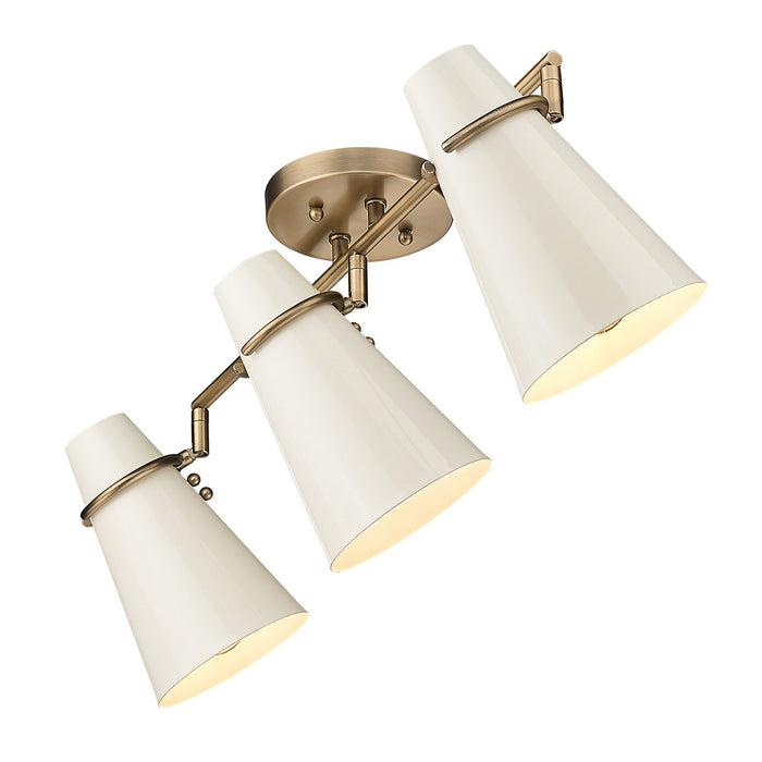 Golden 2122-3SF MBS-GE Three Light Semi-Flush Mount, Modern Brass