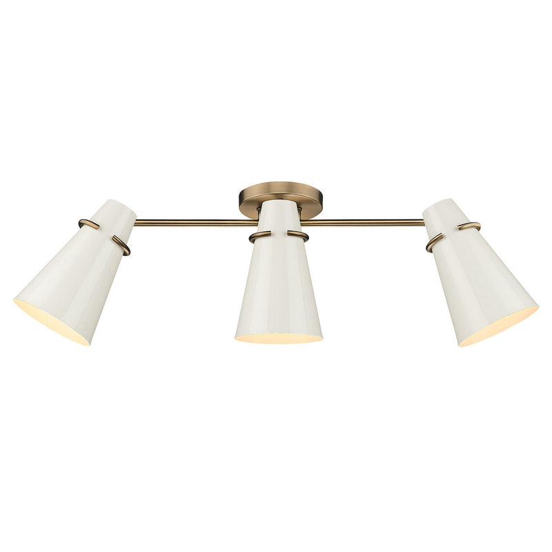 Golden 2122-3SF MBS-GE Three Light Semi-Flush Mount, Modern Brass