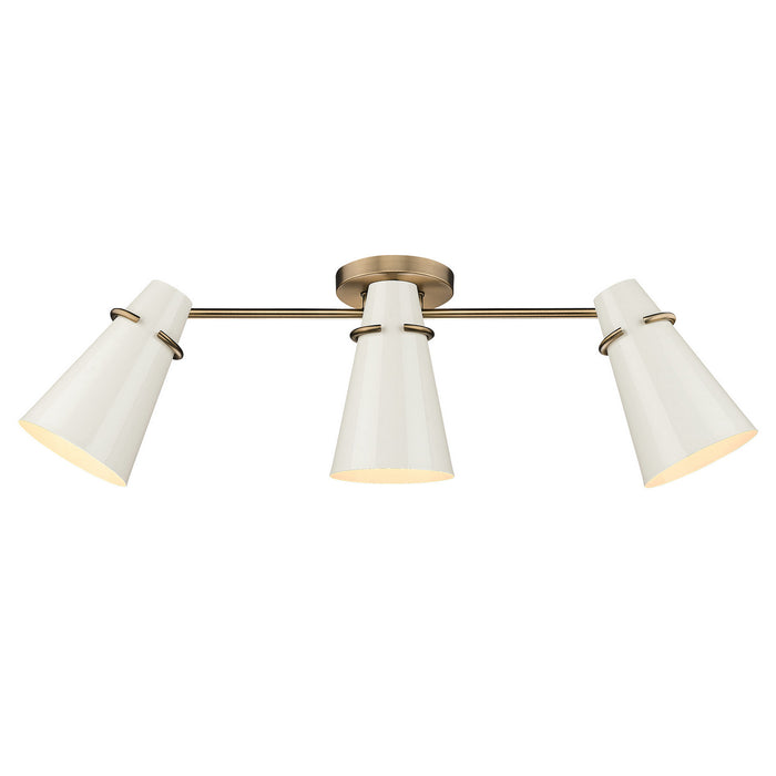 Golden 2122-3SF MBS-GE Three Light Semi-Flush Mount, Modern Brass