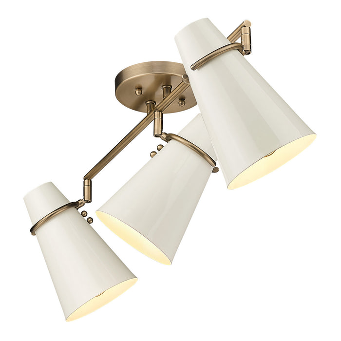 Golden 2122-3SF MBS-GE Three Light Semi-Flush Mount, Modern Brass