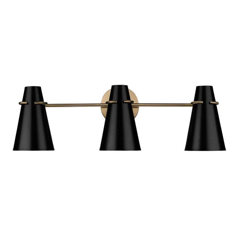 Golden 2122-BA3 MBS-BLK Three Light Bath Vanity, Modern Brass