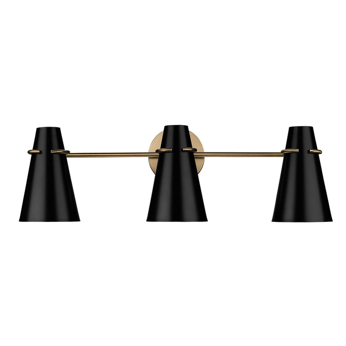 Golden 2122-BA3 MBS-BLK Three Light Bath Vanity, Modern Brass