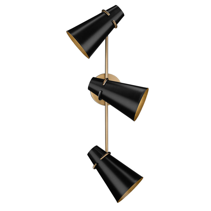 Golden 2122-BA3 MBS-BLK Three Light Bath Vanity, Modern Brass