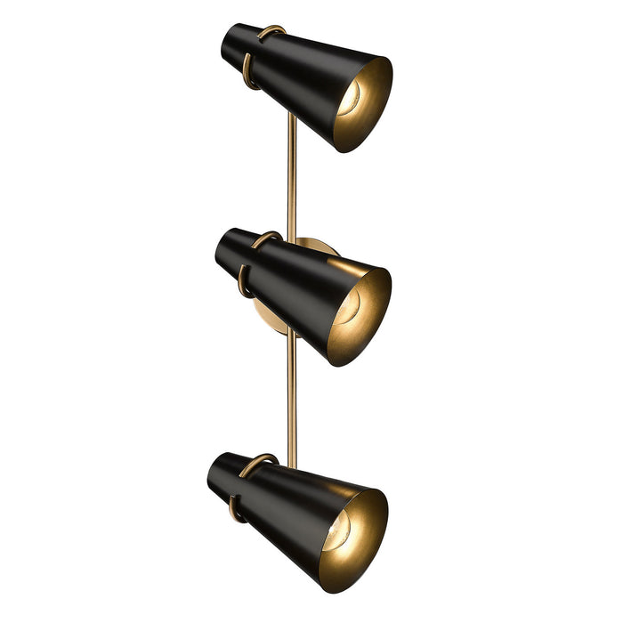 Golden 2122-BA3 MBS-BLK Three Light Bath Vanity, Modern Brass