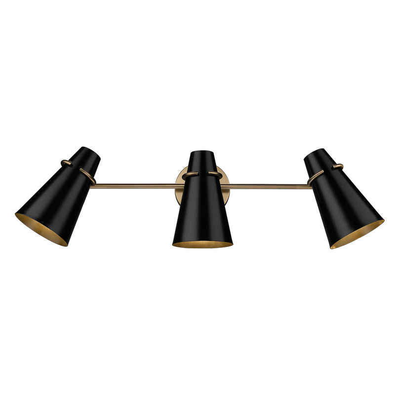 Golden 2122-BA3 MBS-BLK Three Light Bath Vanity, Modern Brass