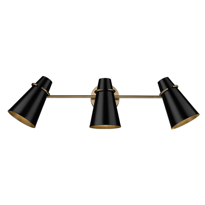 Golden 2122-BA3 MBS-BLK Three Light Bath Vanity, Modern Brass