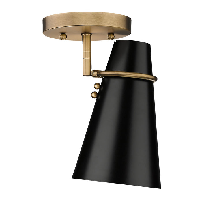 Golden 2122-SF MBS-BLK One Light Wall Sconce, Modern Brass