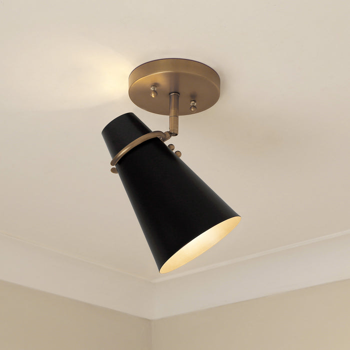 Golden 2122-SF MBS-BLK One Light Wall Sconce, Modern Brass