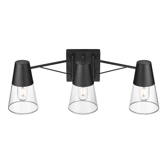 Golden 2124-BA3 BLK-CLR Three Light Bath Vanity, Matte Black