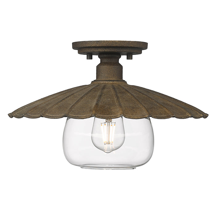 Golden 3124-FM DR-CLR One Light Flush Mount, Dark Rust