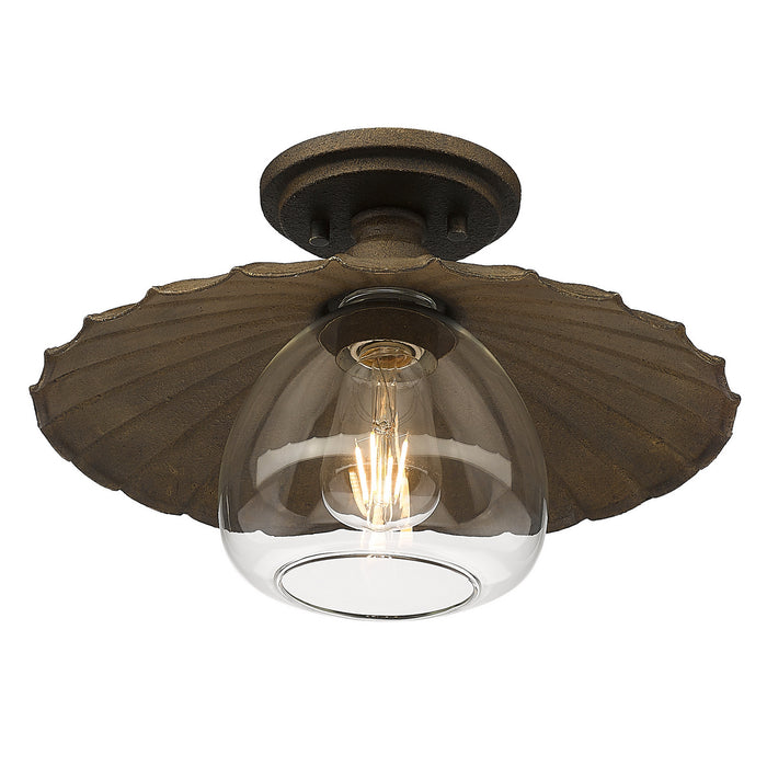 Golden 3124-FM DR-CLR One Light Flush Mount, Dark Rust