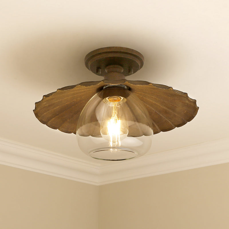 Golden 3124-FM DR-CLR One Light Flush Mount, Dark Rust