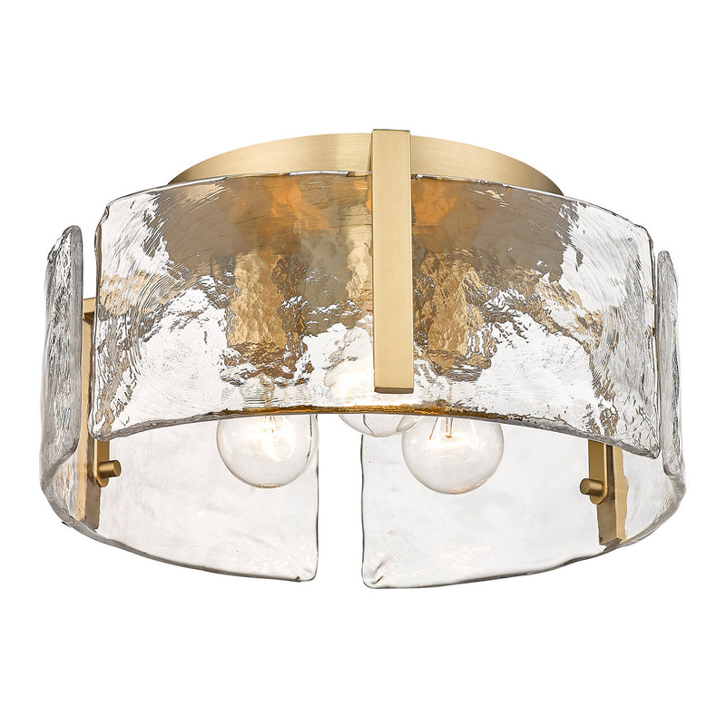 Golden 3164-FM BCB-HWG Three Light Flush Mount, Brushed Champagne Bronze