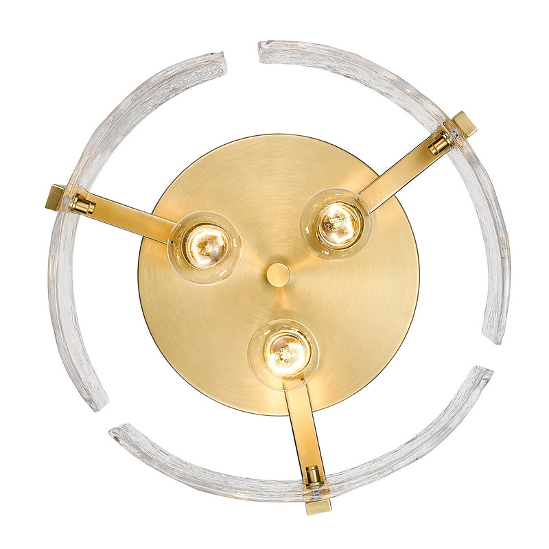 Golden 3164-FM BCB-HWG Three Light Flush Mount, Brushed Champagne Bronze
