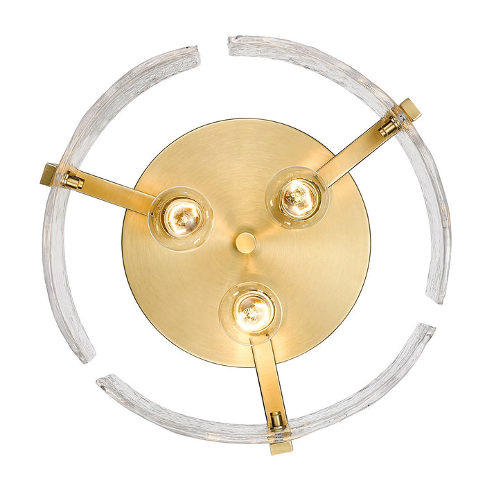 Golden 3164-FM BCB-HWG Three Light Flush Mount, Brushed Champagne Bronze