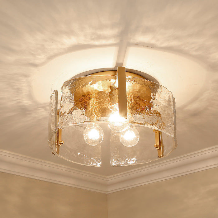 Golden 3164-FM BCB-HWG Three Light Flush Mount, Brushed Champagne Bronze