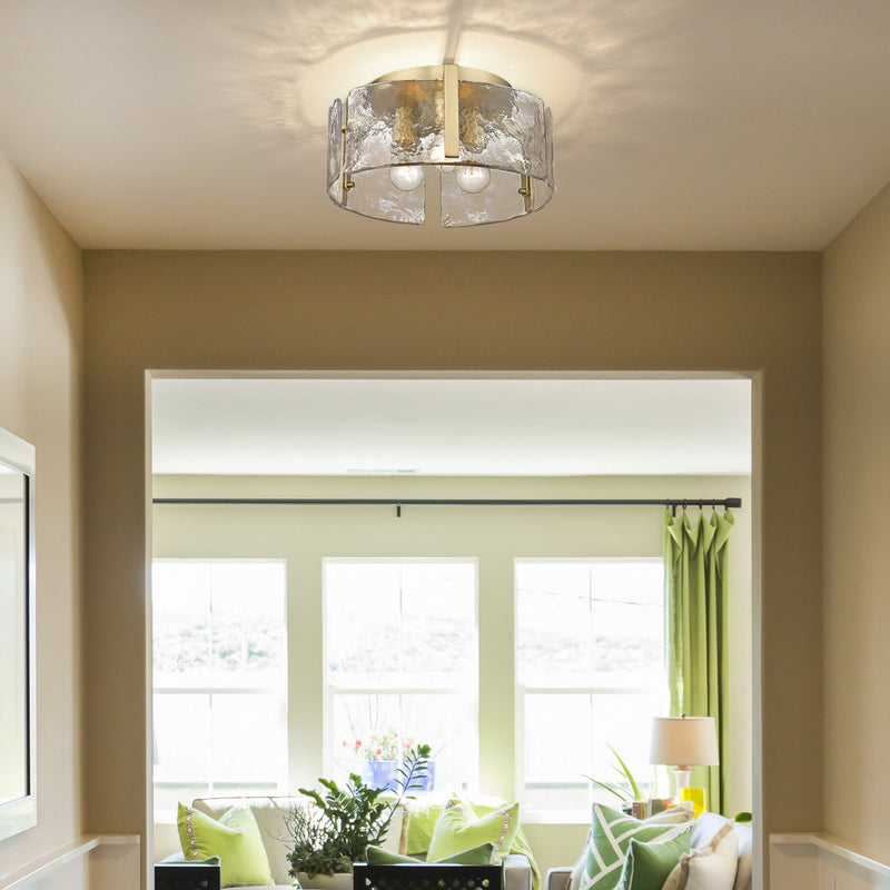 Golden 3164-FM BCB-HWG Three Light Flush Mount, Brushed Champagne Bronze