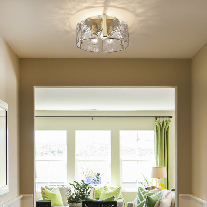 Golden 3164-FM BCB-HWG Three Light Flush Mount, Brushed Champagne Bronze