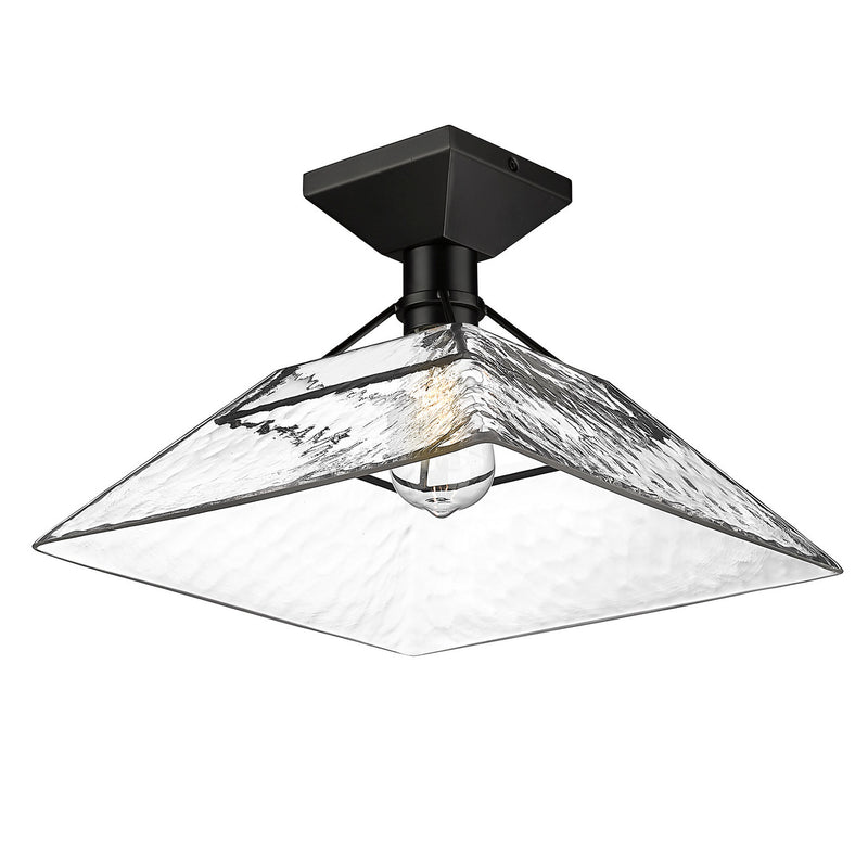 Golden 3308-SF BLK-WTG One Light Semi-Flush Mount, Matte Black