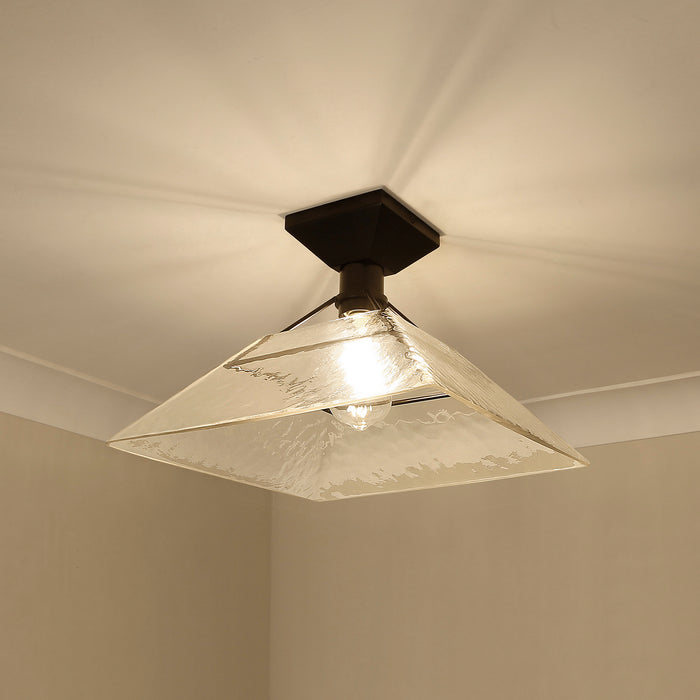 Golden 3308-SF BLK-WTG One Light Semi-Flush Mount, Matte Black