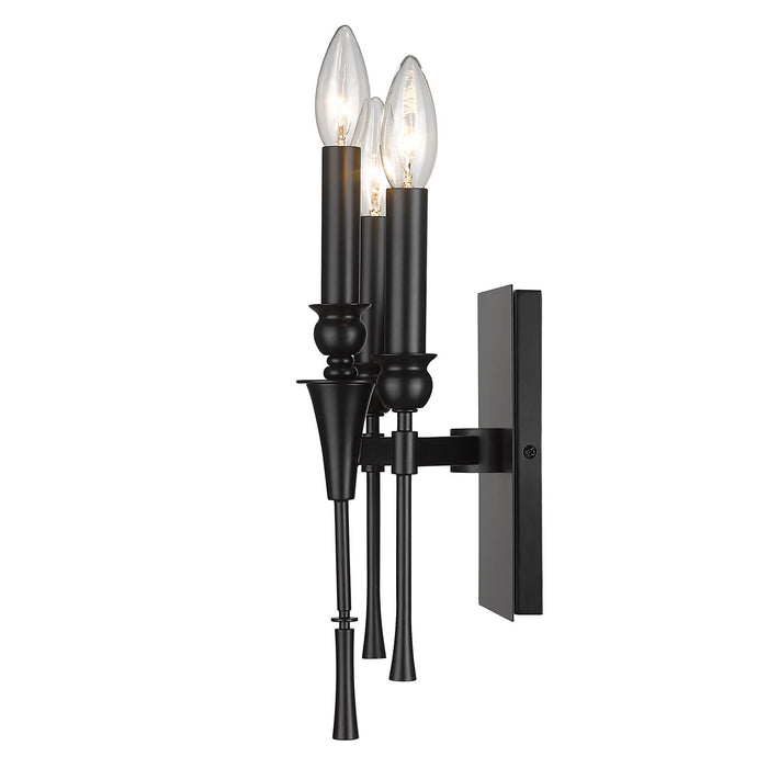 Golden 3509-WSC BLK Three Light Wall Sconce, Matte Black