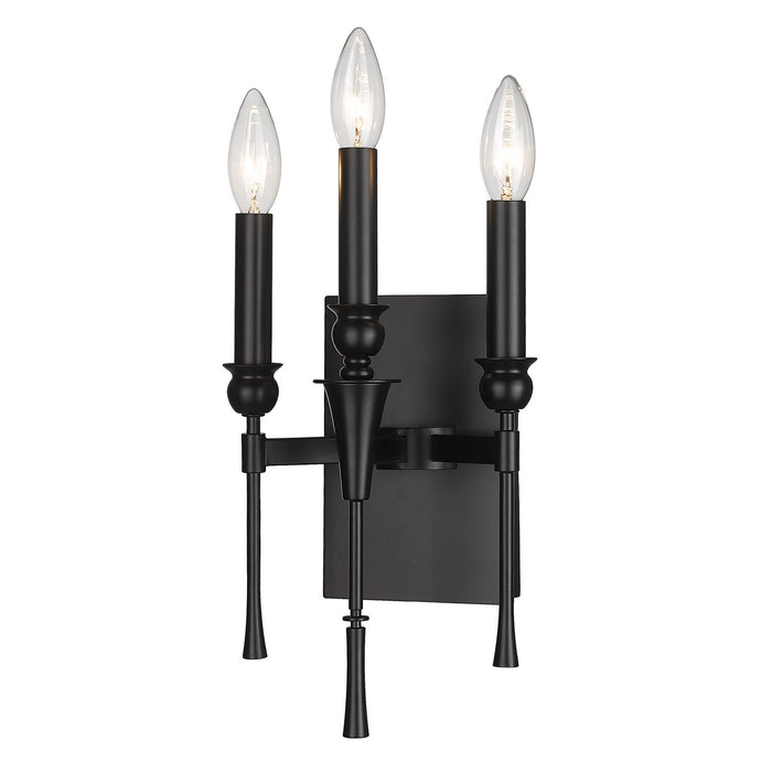 Golden 3509-WSC BLK Three Light Wall Sconce, Matte Black