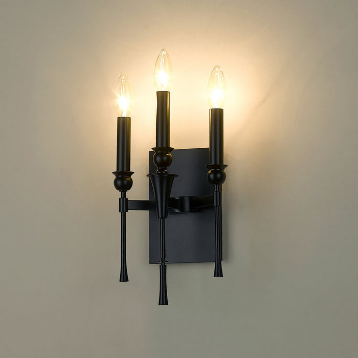 Golden 3509-WSC BLK Three Light Wall Sconce, Matte Black