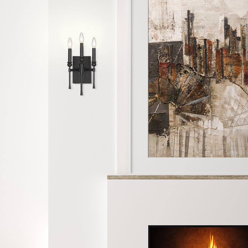 Golden 3509-WSC BLK Three Light Wall Sconce, Matte Black