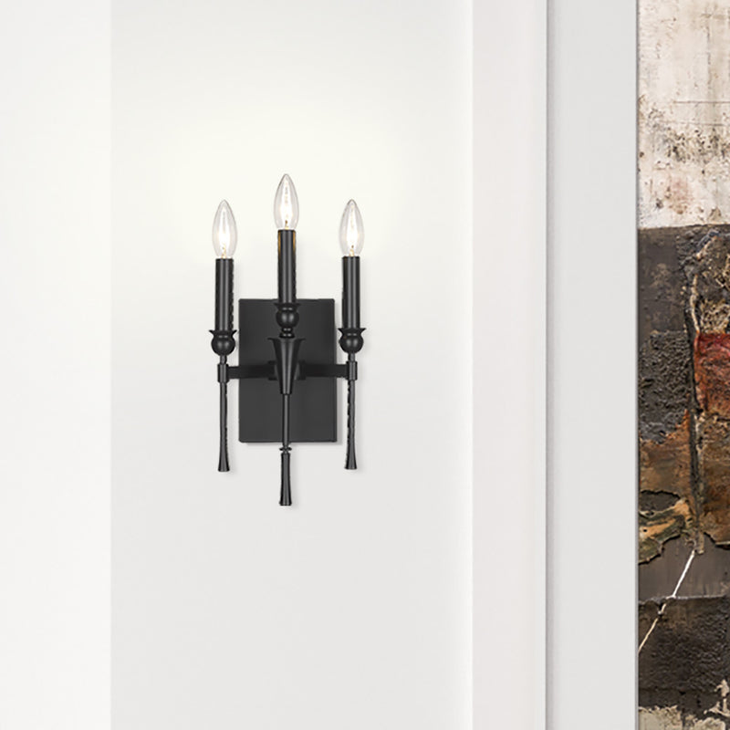Golden 3509-WSC BLK Three Light Wall Sconce, Matte Black