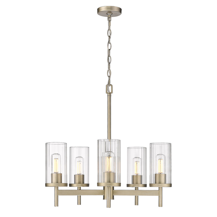 Golden 7011-5 WG-CLR Five Light Chandelier, White Gold