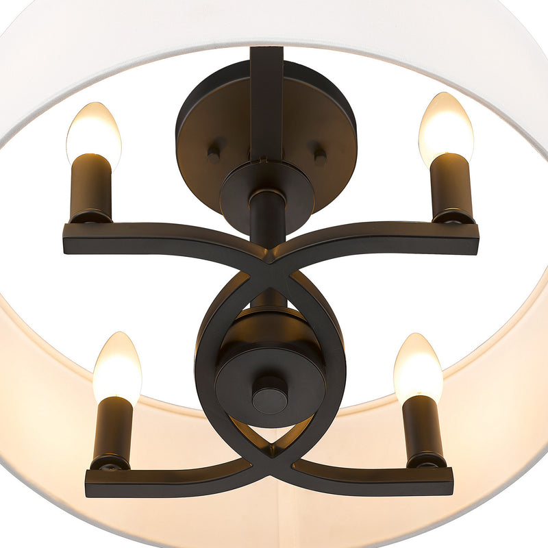 Golden 7154-SF BLK-MWS Four Light Semi-Flush Mount, Matte Black