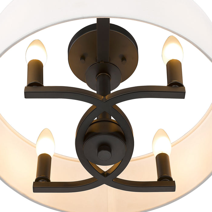Golden 7154-SF BLK-MWS Four Light Semi-Flush Mount, Matte Black