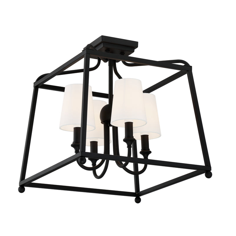 Crystorama 2243-BF Four Light Semi Flush Mount, Black Forged