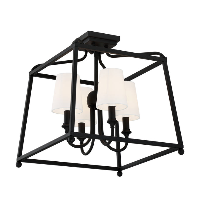 Crystorama 2243-BF Four Light Semi Flush Mount, Black Forged