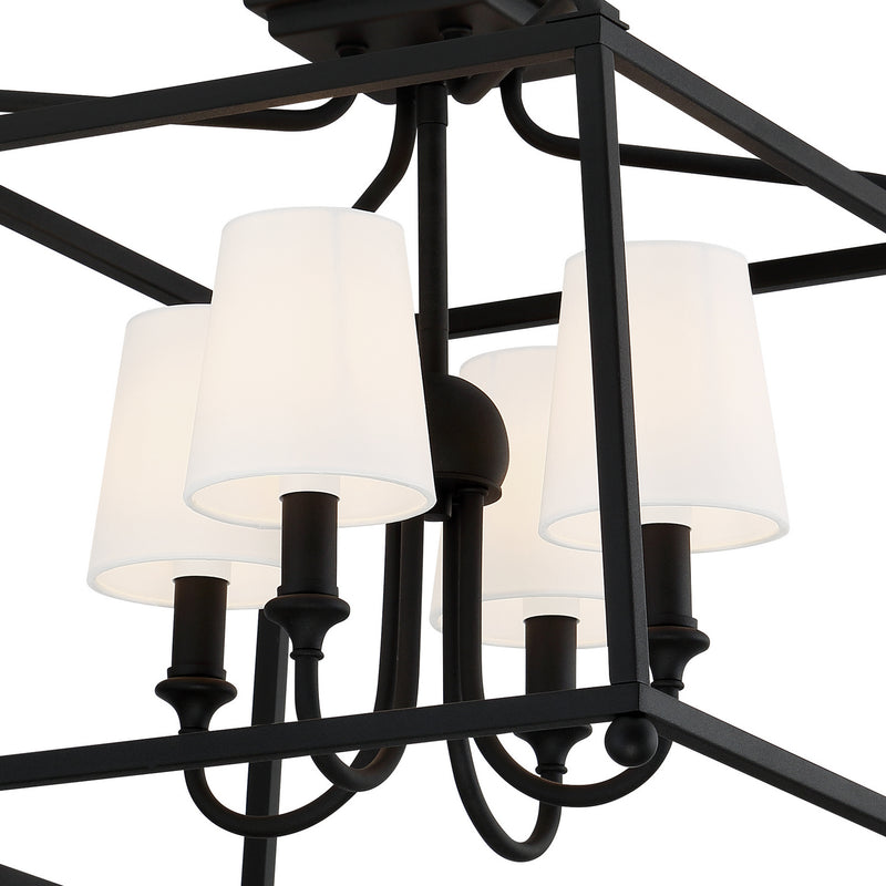 Crystorama 2243-BF Four Light Semi Flush Mount, Black Forged