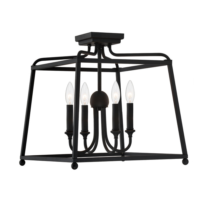 Crystorama 2243-BF Four Light Semi Flush Mount, Black Forged