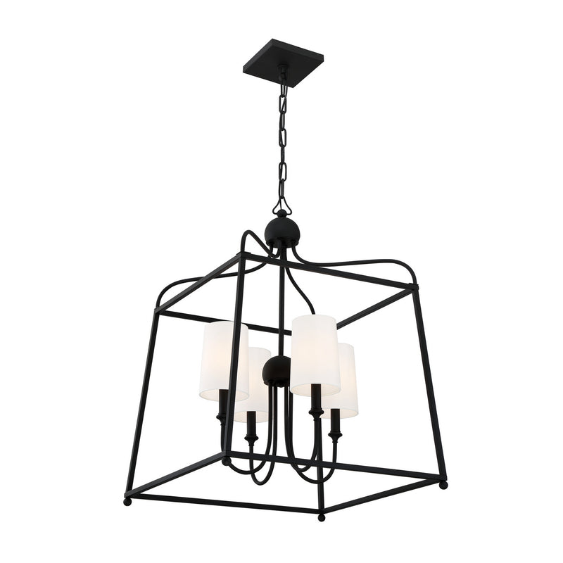 Crystorama 2244-BF Four Light Chandelier, Black Forged