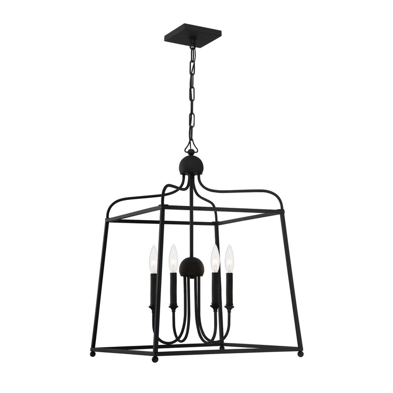 Crystorama 2244-BF Four Light Chandelier, Black Forged