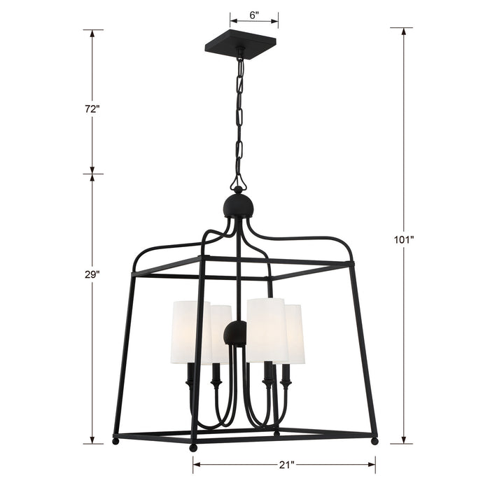 Crystorama 2244-BF Four Light Chandelier, Black Forged