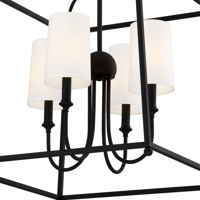 Crystorama 2244-BF Four Light Chandelier, Black Forged