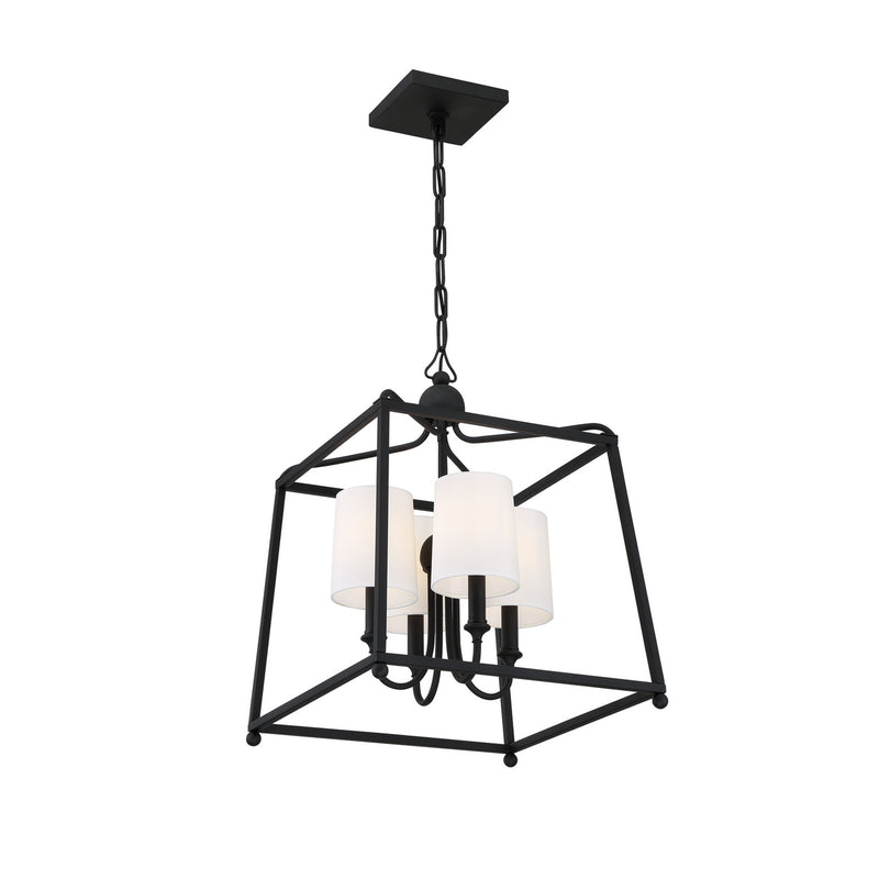 Crystorama 2245-BF Four Light Chandelier, Black Forged