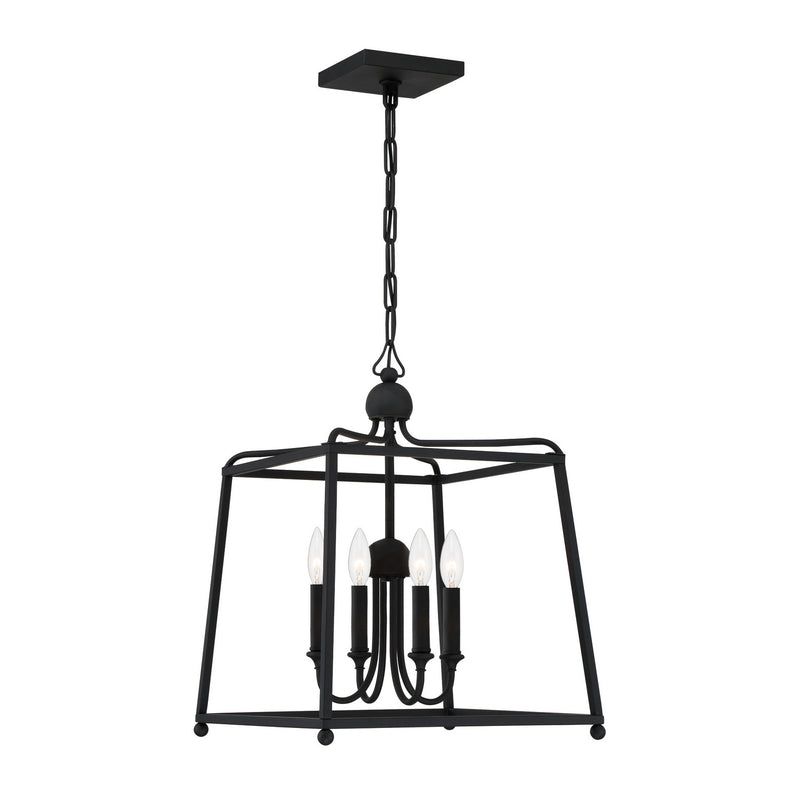 Crystorama 2245-BF Four Light Chandelier, Black Forged