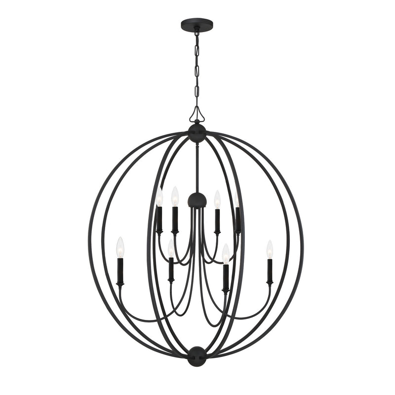 Crystorama 2246-BF Eight Light Chandelier, Black Forged