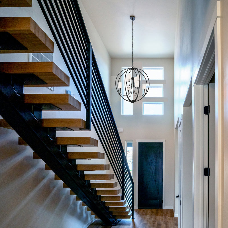 Crystorama 2246-BF Eight Light Chandelier, Black Forged