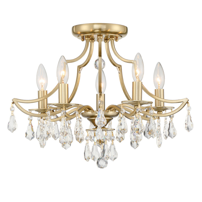 Crystorama 5930-VG-CL-MWP Five Light Semi Flush Mount, Vibrant Gold